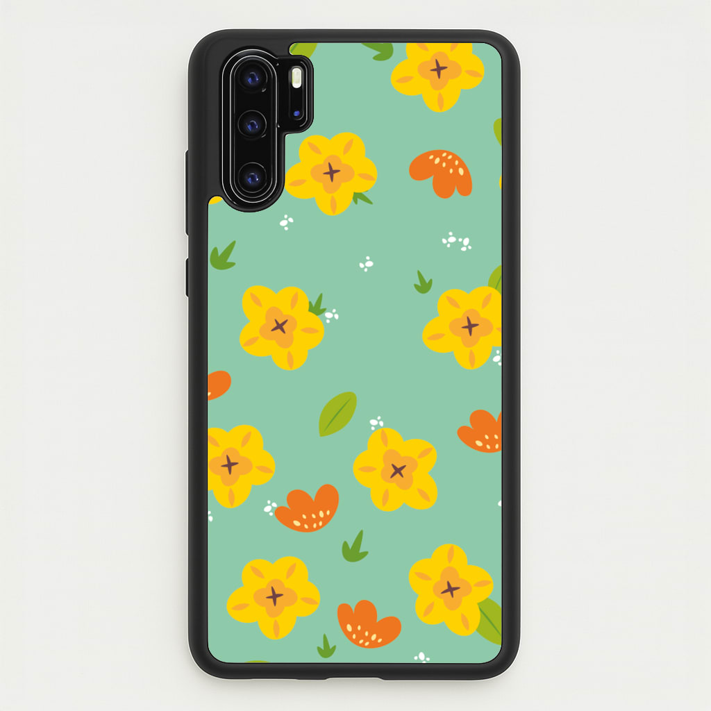 Yellow And Orange Pattern - Floral - Floral Phone Case for Huawei P30 Pro
