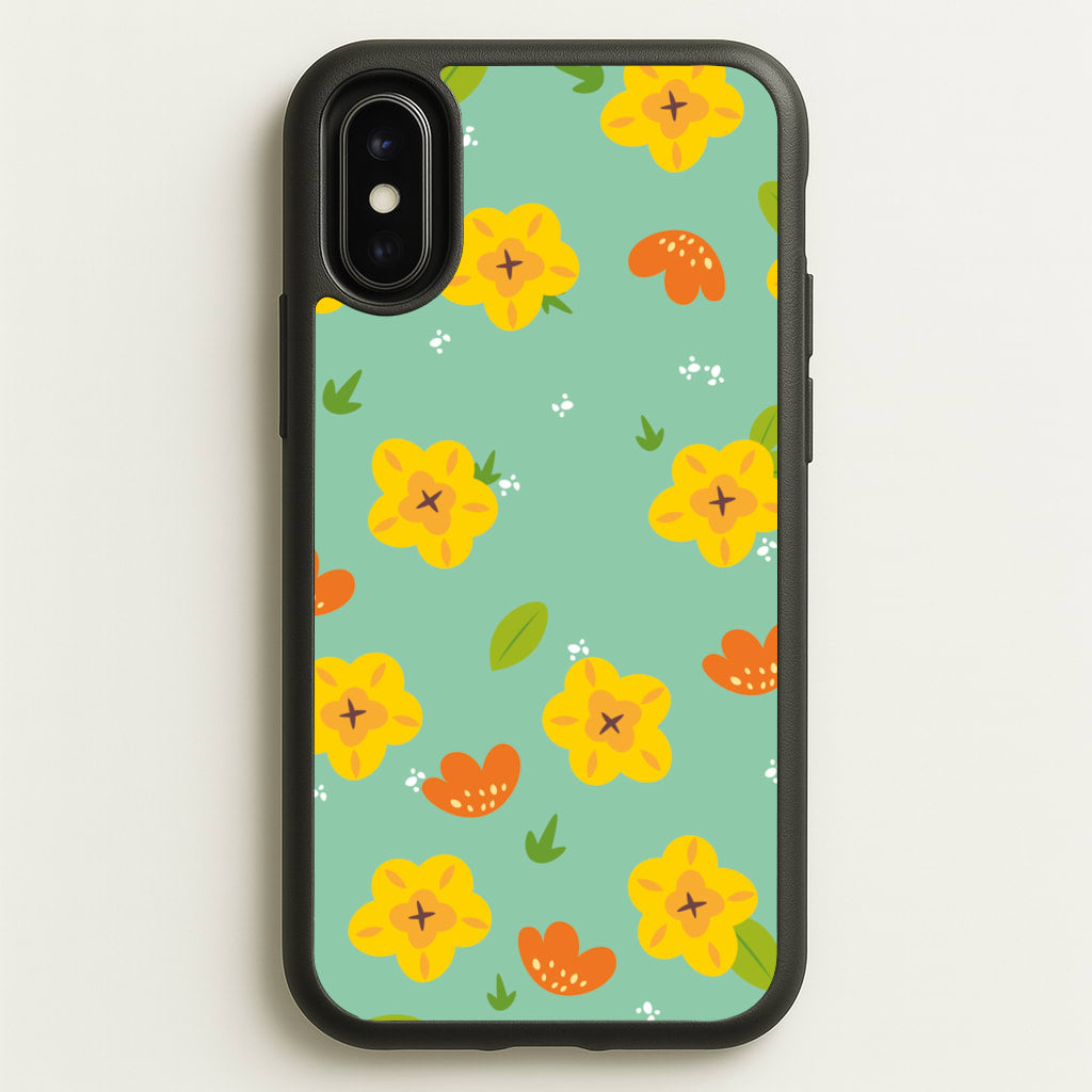 Yellow And Orange Pattern - Floral - Floral Phone Case for iPhone X / XS
