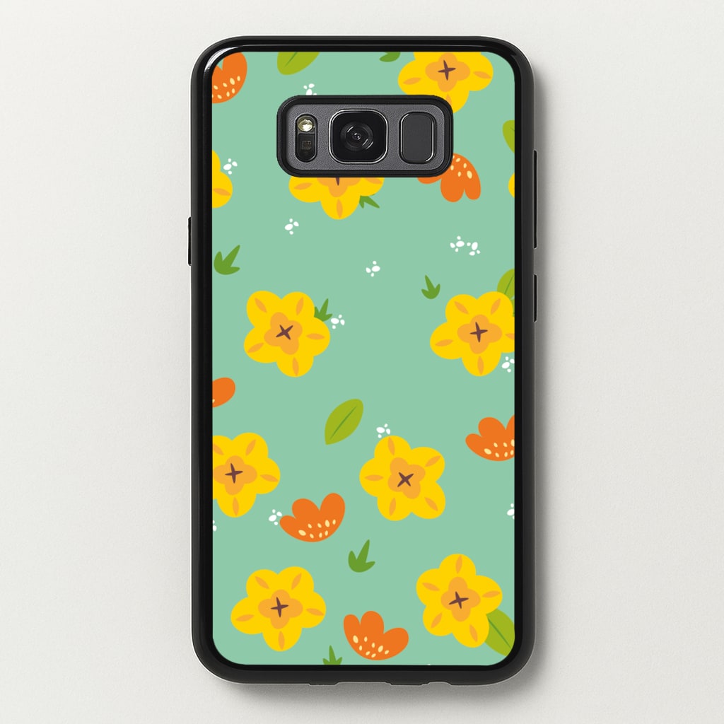 Yellow And Orange Pattern - Floral - Floral Phone Case for Galaxy S8