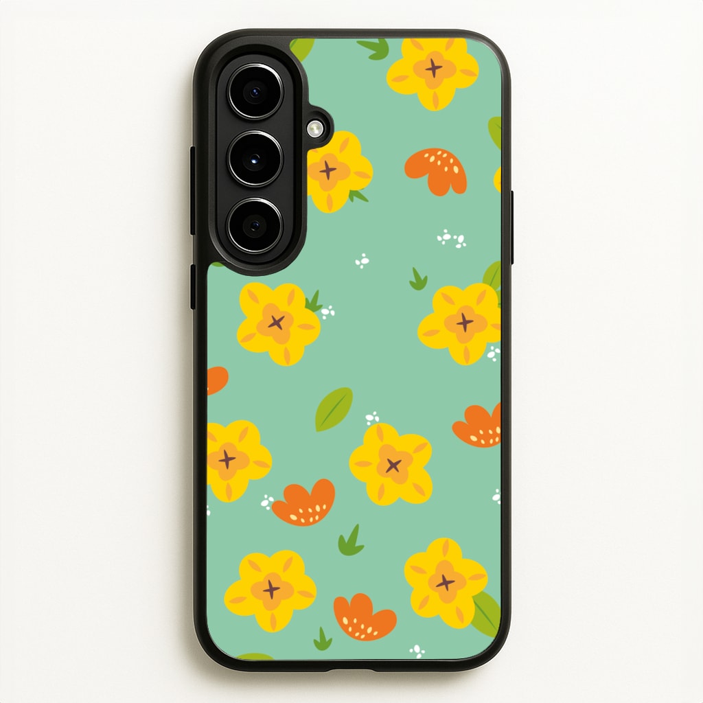 Yellow And Orange Pattern - Floral - Floral Phone Case for Galaxy A56