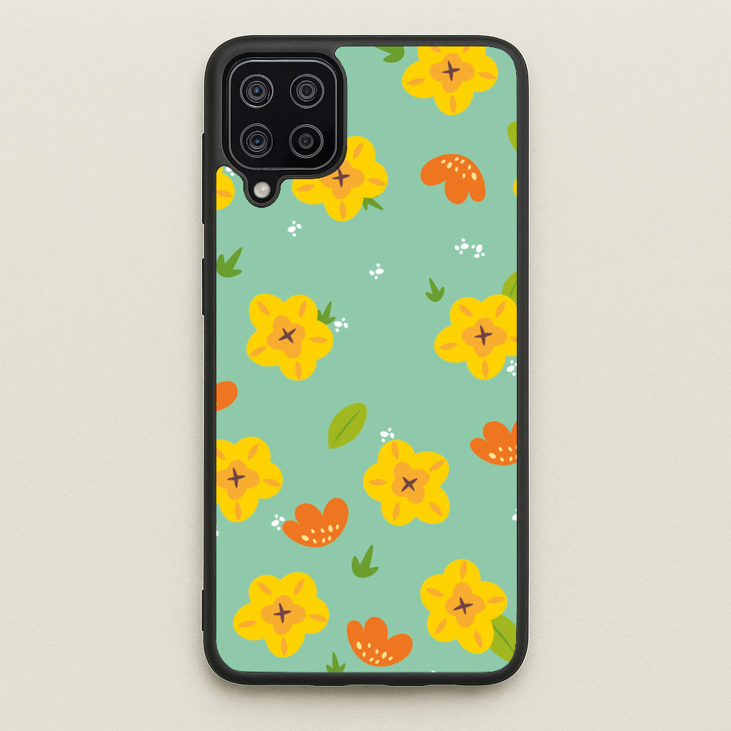 Yellow And Orange Pattern - Floral - Floral Phone Case for Galaxy A12