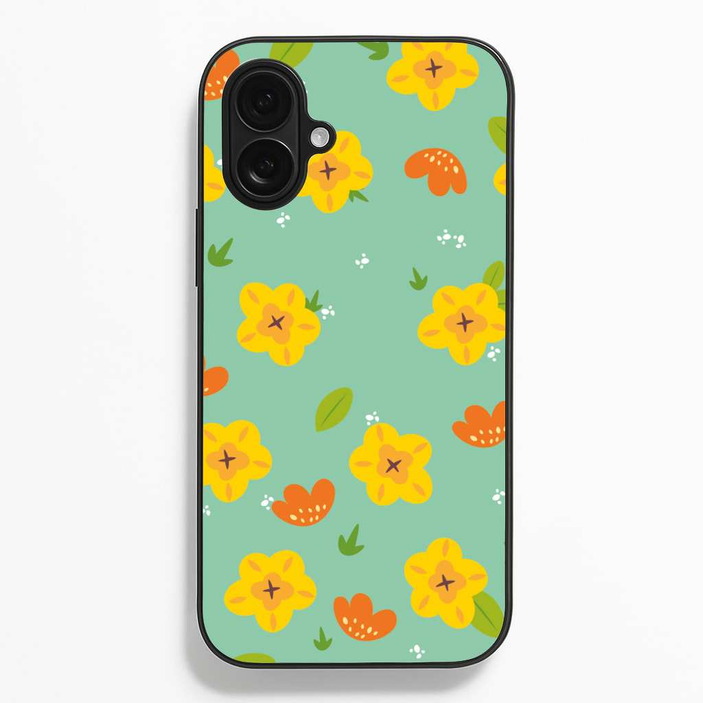 Yellow And Orange Pattern - Floral - Floral Phone Case for iPhone 16 Plus