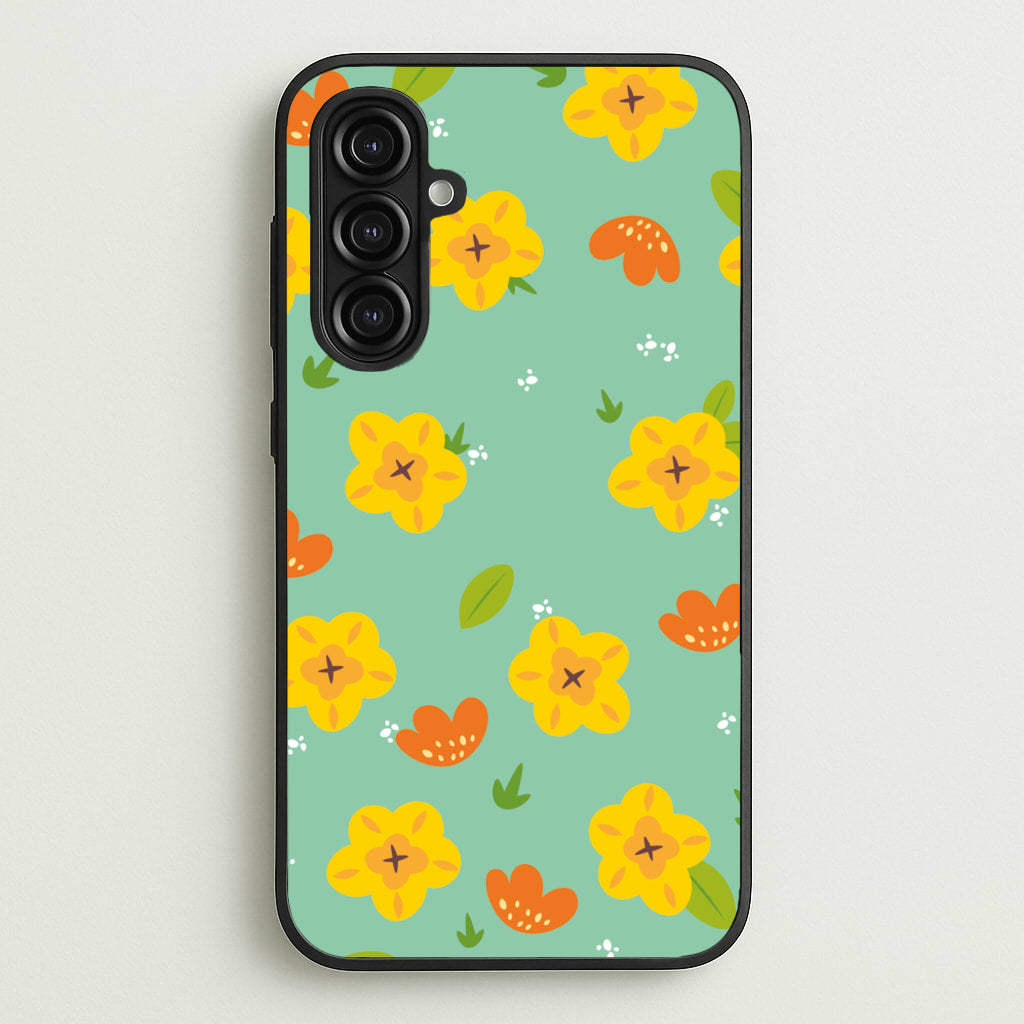 Yellow And Orange Pattern - Floral - Floral Phone Case for Galaxy A16