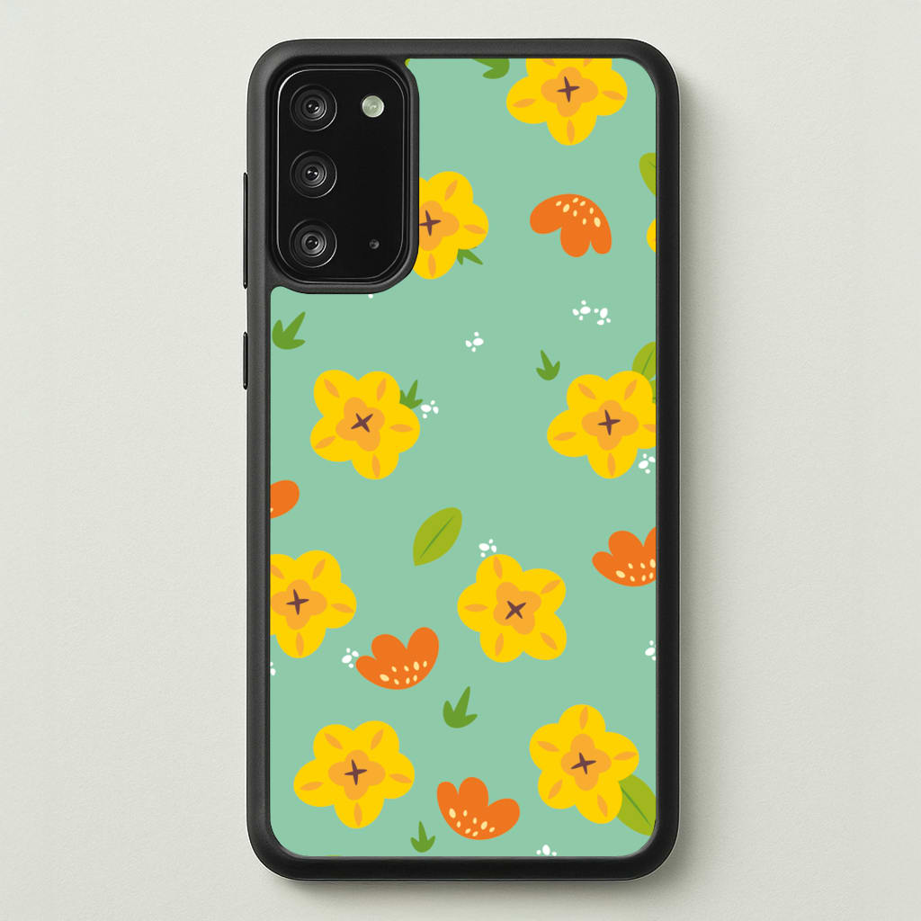 Yellow And Orange Pattern - Floral - Floral Phone Case for Galaxy Note 20