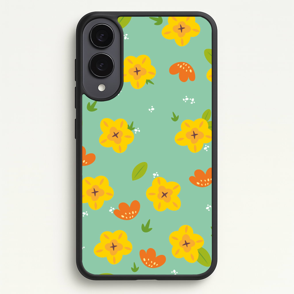 Yellow And Orange Pattern - Floral - Floral Phone Case for Galaxy S25 Edge