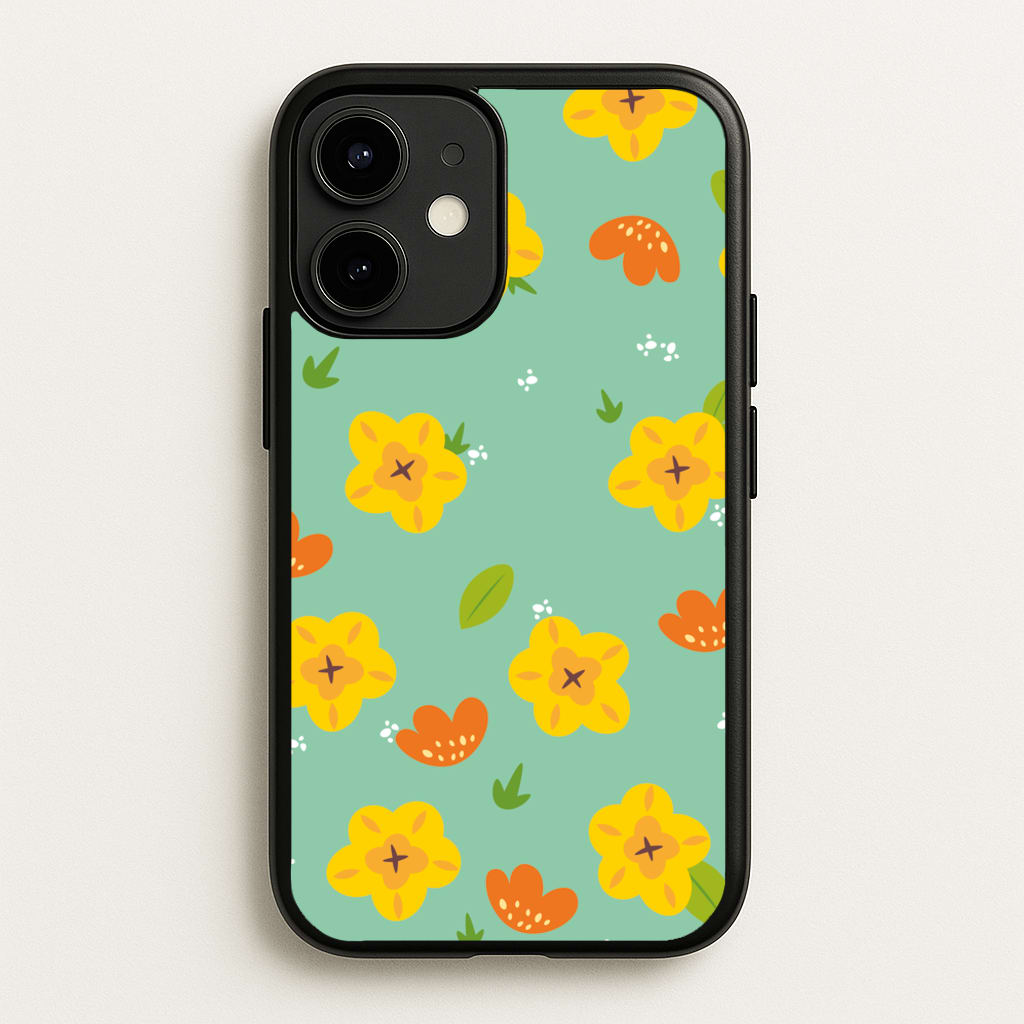 Yellow And Orange Pattern - Floral - Floral Phone Case for iPhone 12 Mini