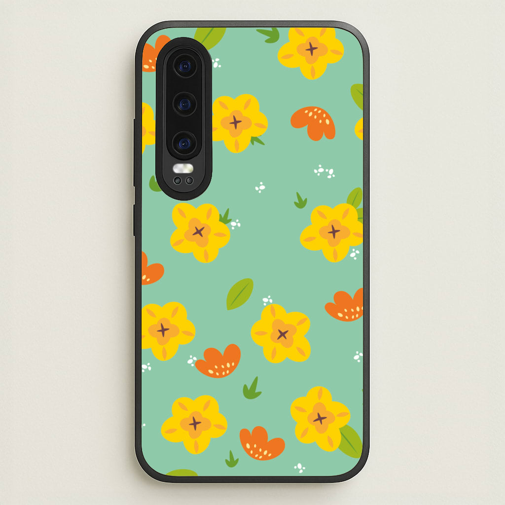 Yellow And Orange Pattern - Floral - Floral Phone Case for Huawei P30