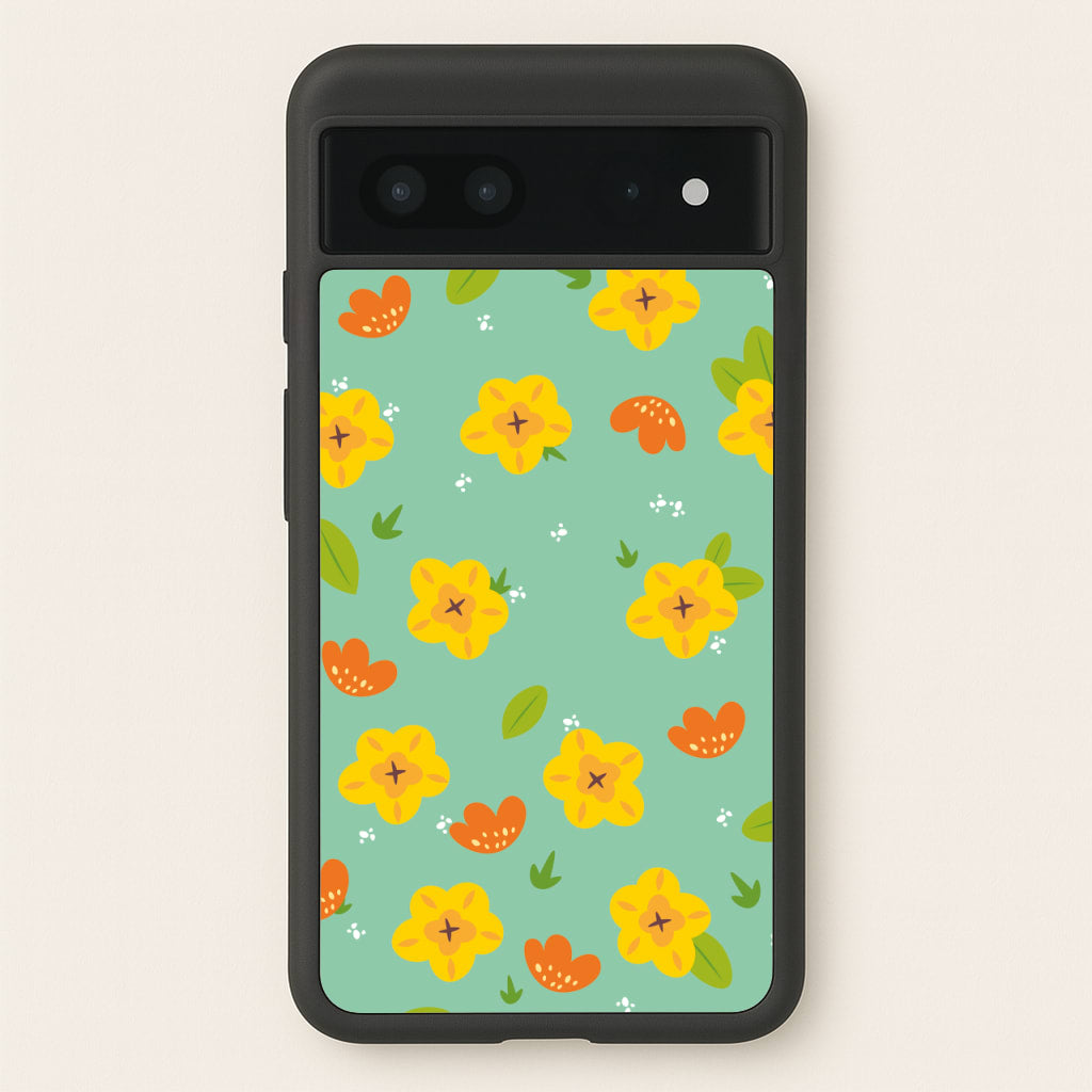 Yellow And Orange Pattern - Floral - Floral Phone Case for Google Pixel 7