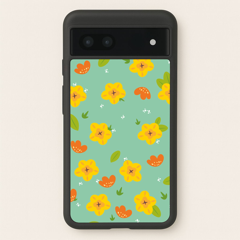 Yellow And Orange Pattern - Floral - Floral Phone Case for Google Pixel 7a