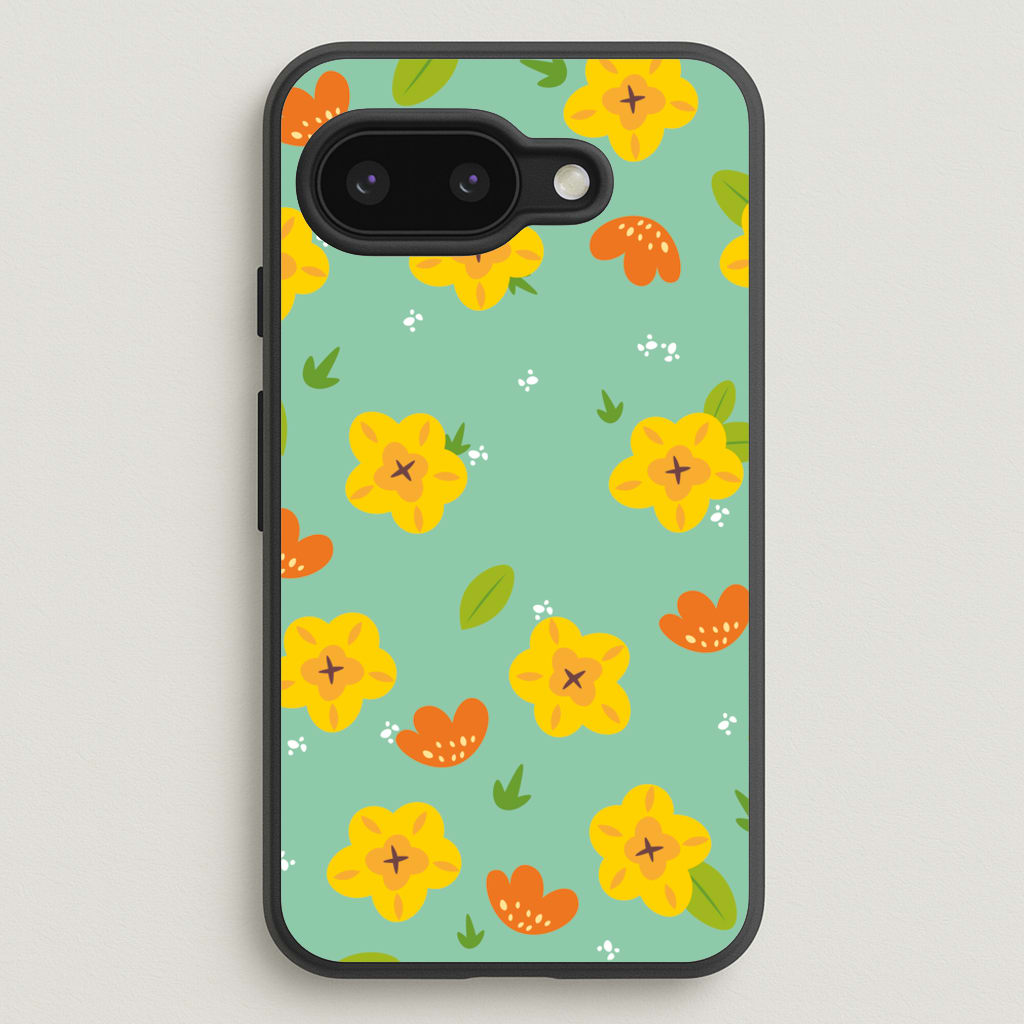 Yellow And Orange Pattern - Floral - Floral Phone Case for Google Pixel 9a