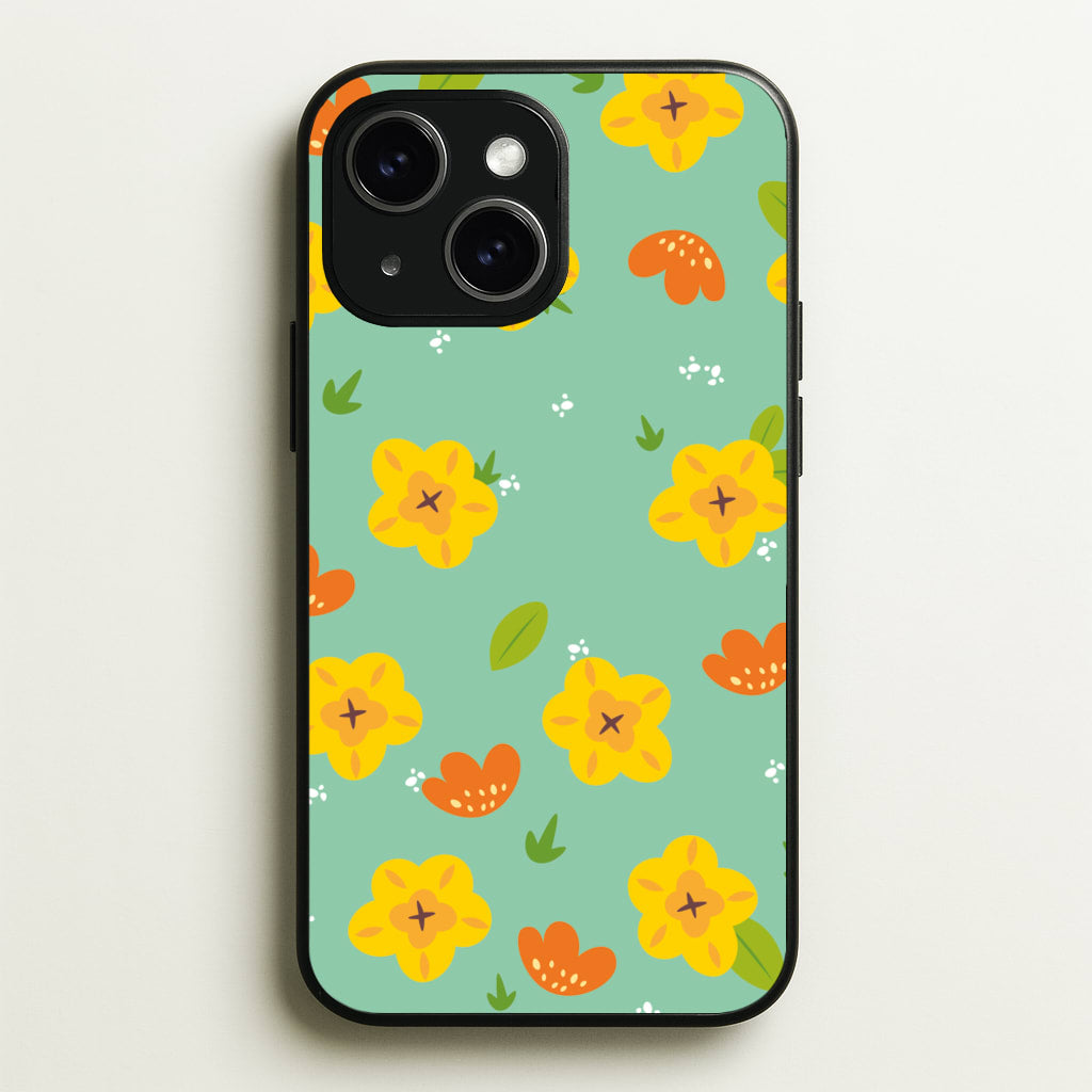 Yellow And Orange Pattern - Floral - Floral Phone Case for iPhone 14