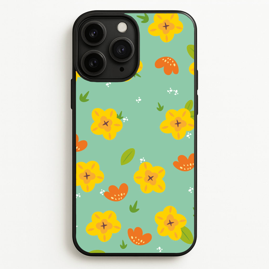 Yellow And Orange Pattern - Floral - Floral Phone Case for iPhone 11 Pro Max