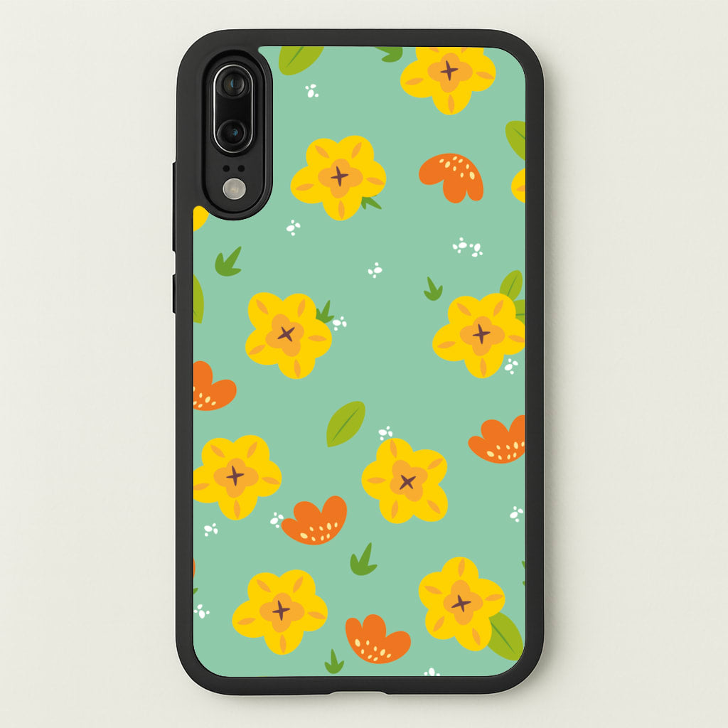 Yellow And Orange Pattern - Floral - Floral Phone Case for Huawei P20