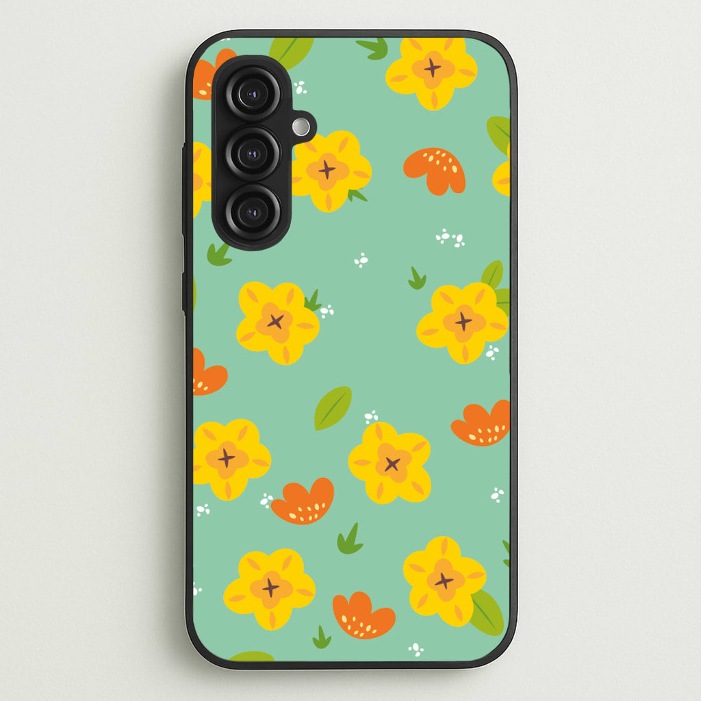 Yellow And Orange Pattern - Floral - Floral Phone Case for Galaxy S23FE