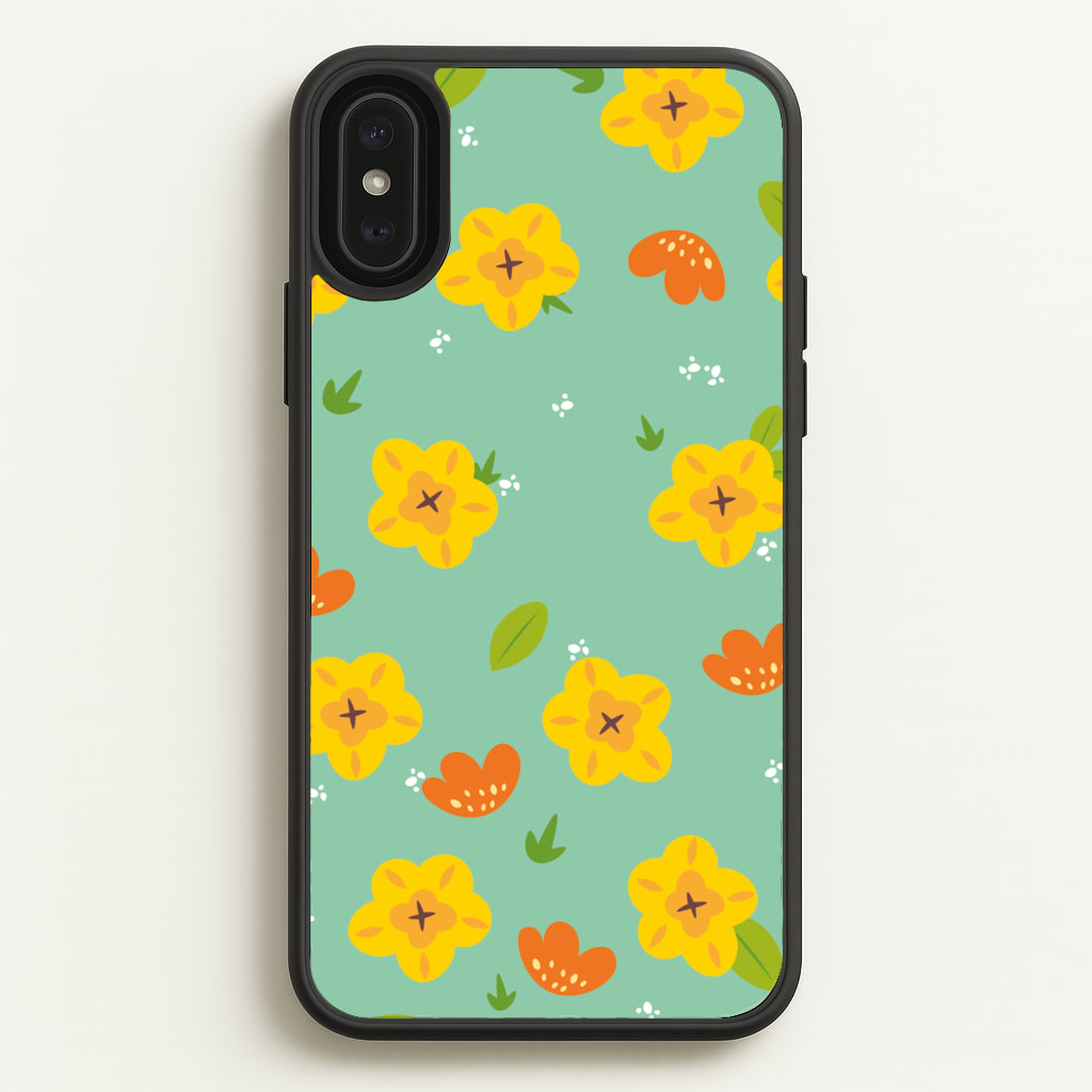 Yellow And Orange Pattern - Floral - Floral Phone Case for iPhone XS Max