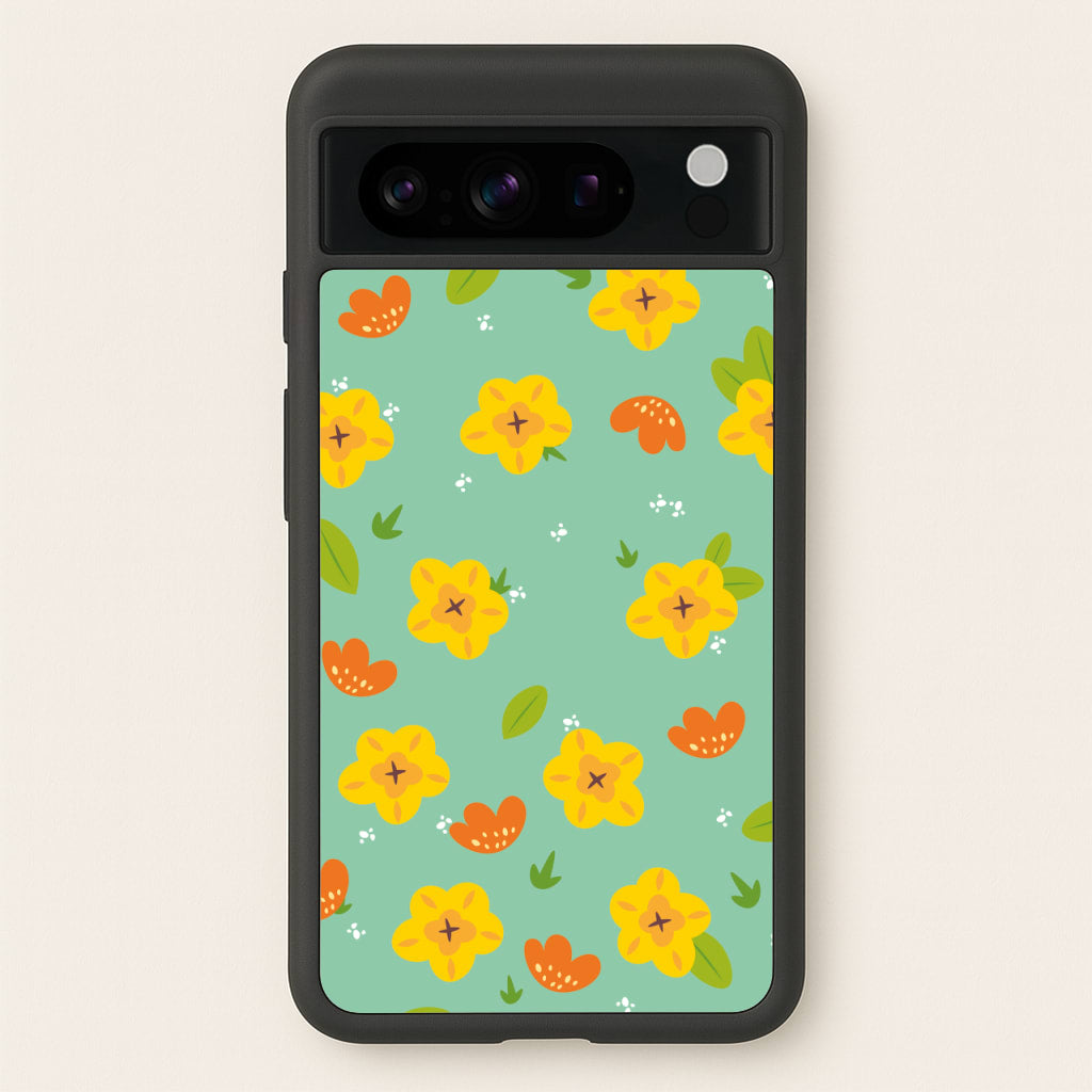 Yellow And Orange Pattern - Floral - Floral Phone Case for Google Pixel 8 Pro