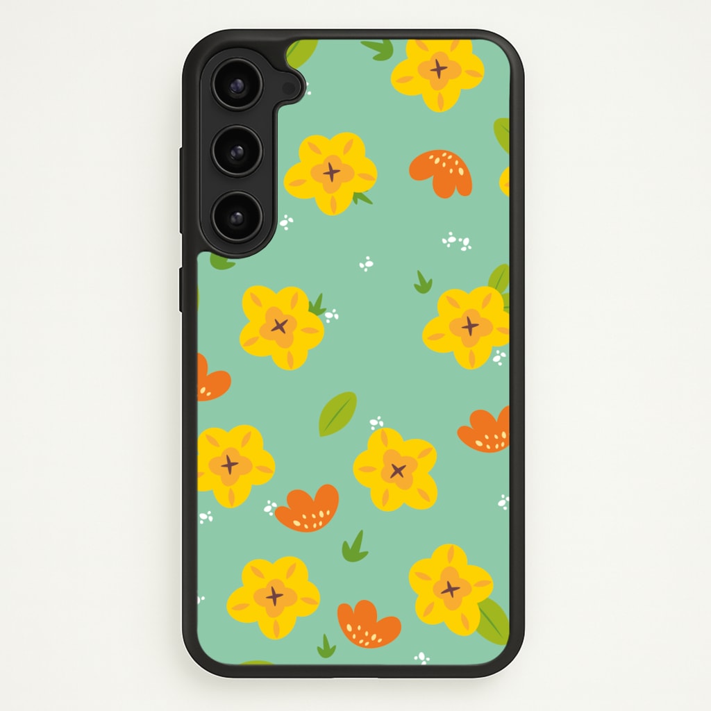 Yellow And Orange Pattern - Floral - Floral Phone Case for Galaxy S23