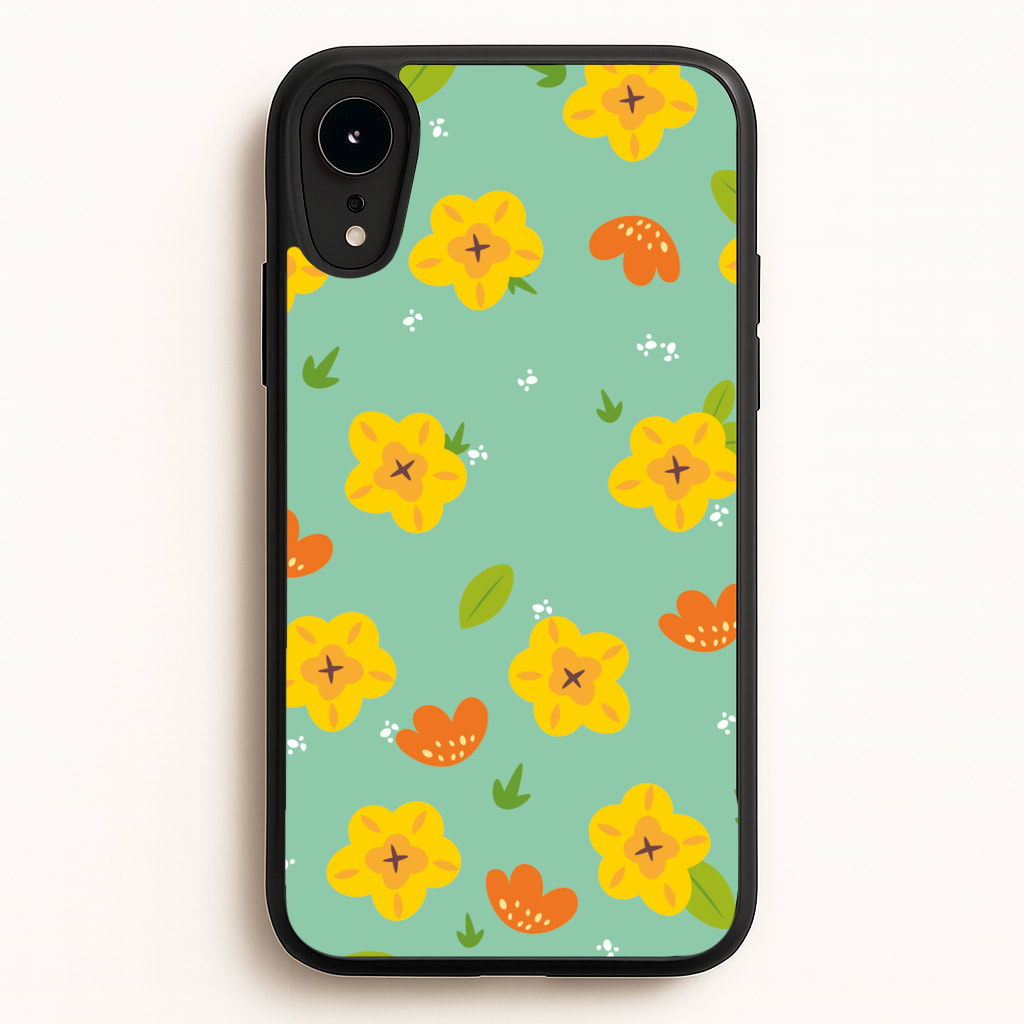 Yellow And Orange Pattern - Floral - Floral Phone Case for iPhone XR