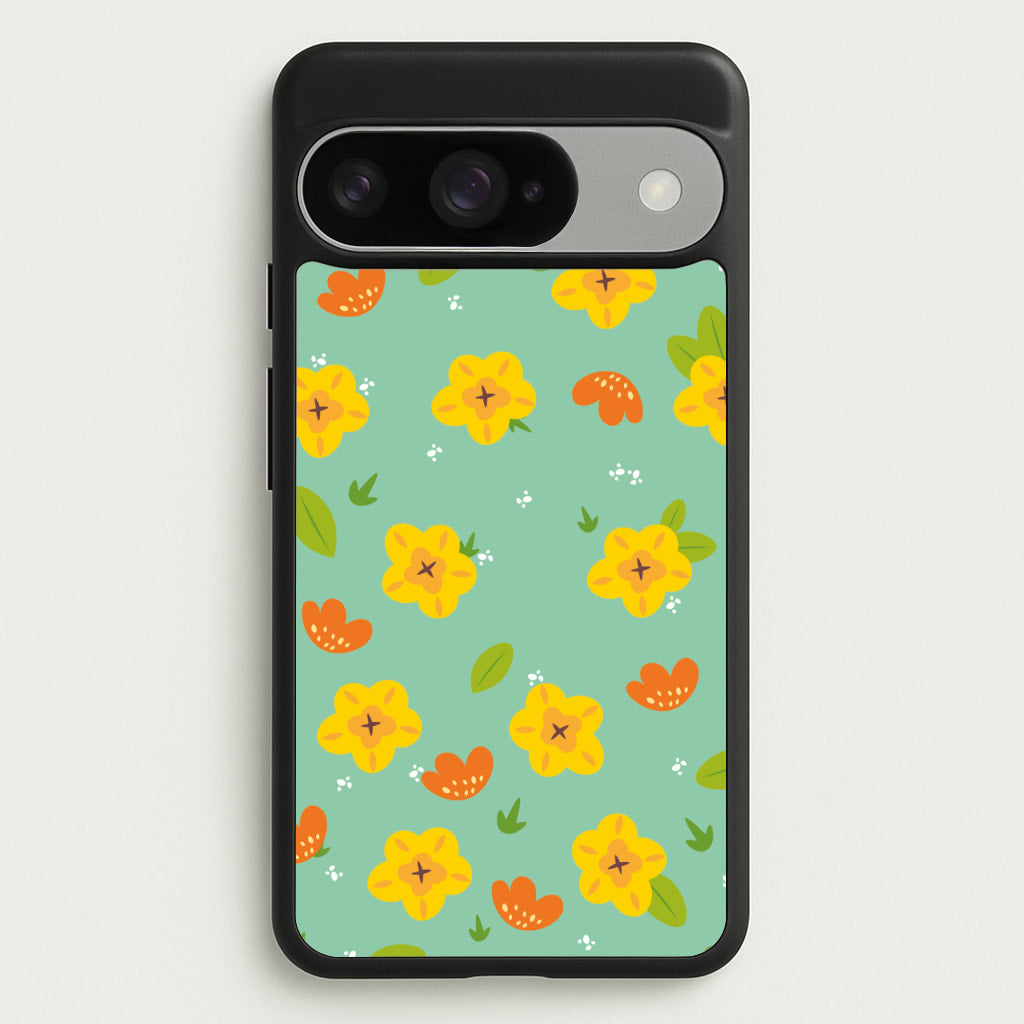 Yellow And Orange Pattern - Floral Phone Case for Google Pixel 10 / 10 Pro