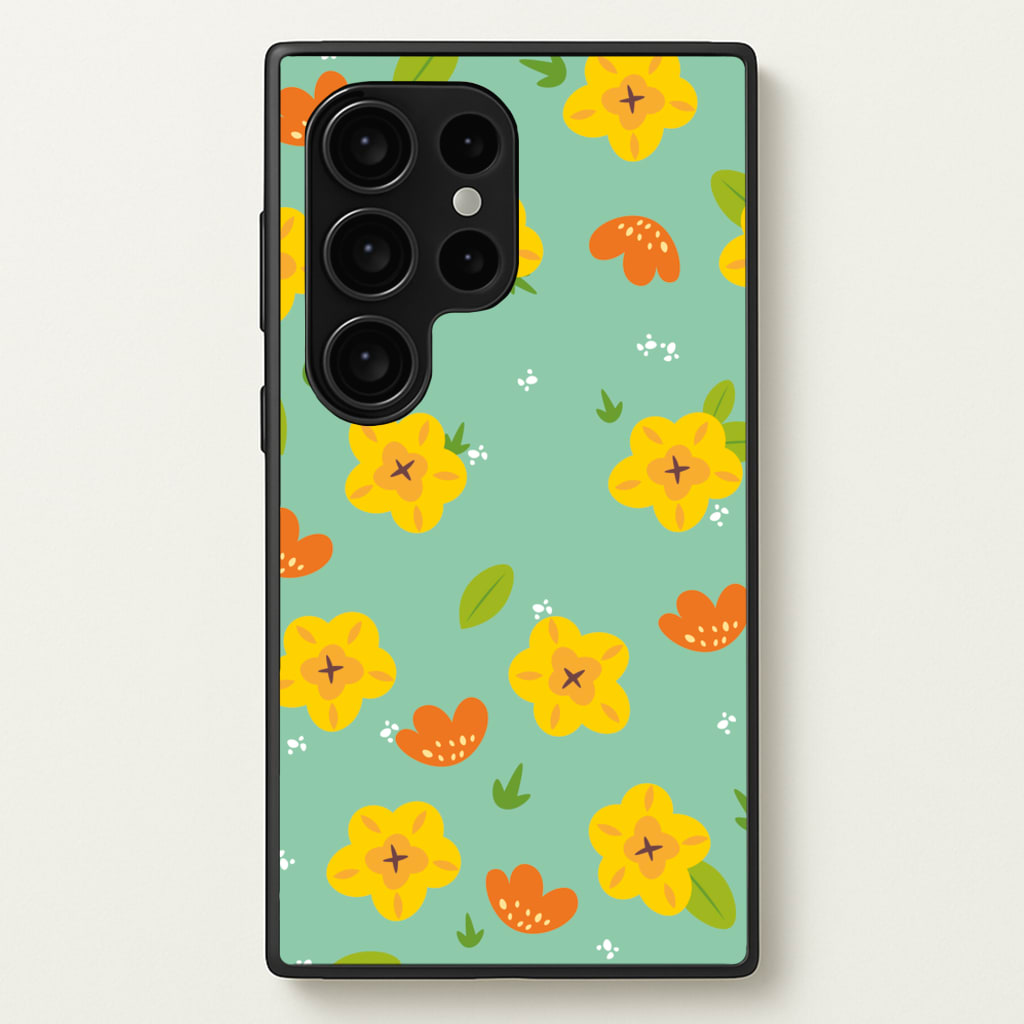 Yellow And Orange Pattern - Floral - Floral Phone Case for Galaxy S24 Ultra