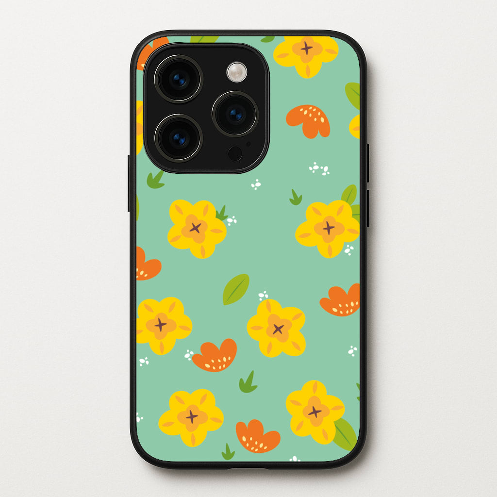 Yellow And Orange Pattern - Floral - Floral Phone Case for iPhone 15 Pro