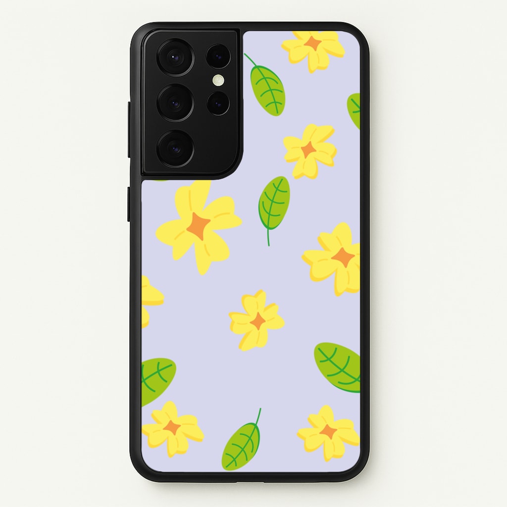 Yellow And Green Pattern - Floral - Floral Phone Case for Galaxy S21 Ultra