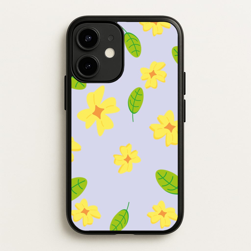 Yellow And Green Pattern - Floral - Floral Phone Case for iPhone 12 / 12 Pro