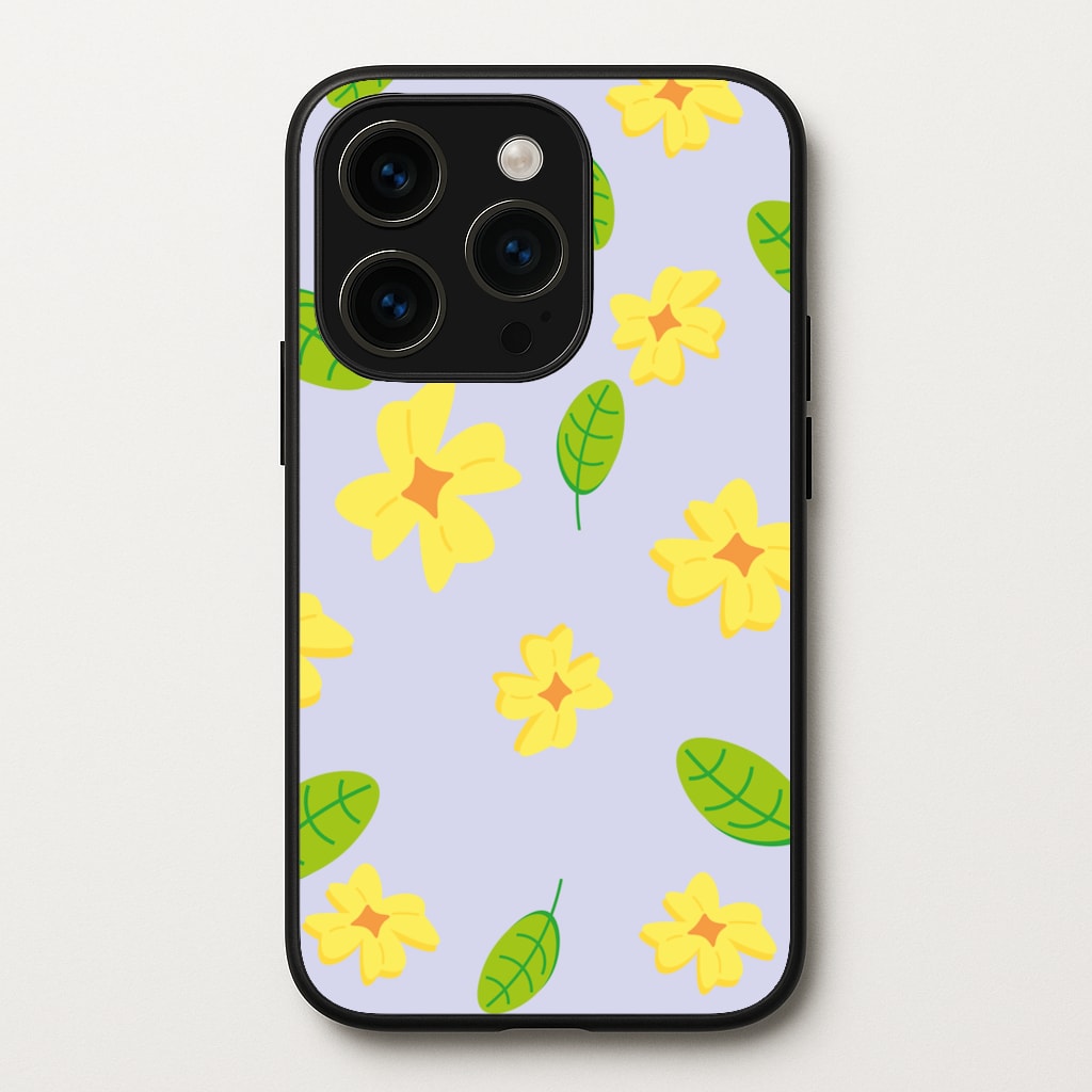 Yellow And Green Pattern - Floral - Floral Phone Case for iPhone 15 Pro