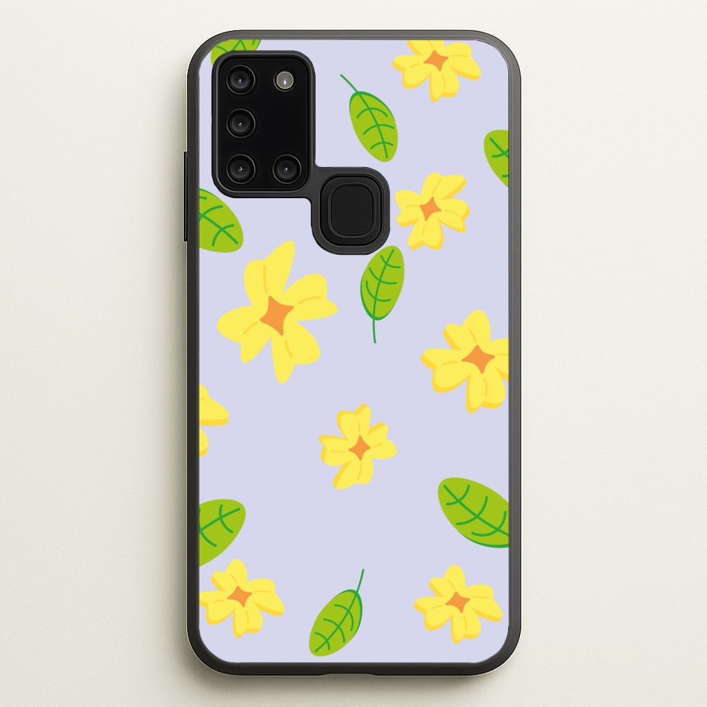 Yellow And Green Pattern - Floral - Floral Phone Case for Galaxy A21s