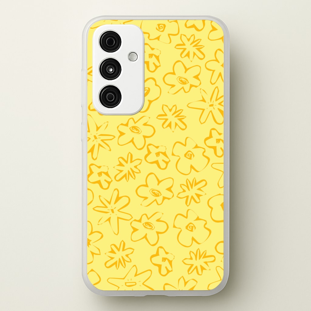 Yellow And Orange - Floral Patterns - Floral Patterns Phone Case for Galaxy A35