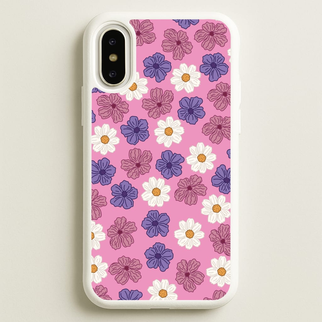 Pink, Purple And White Flowers - Floral Patterns - Floral Patterns Phone Case for iPhone X / XS