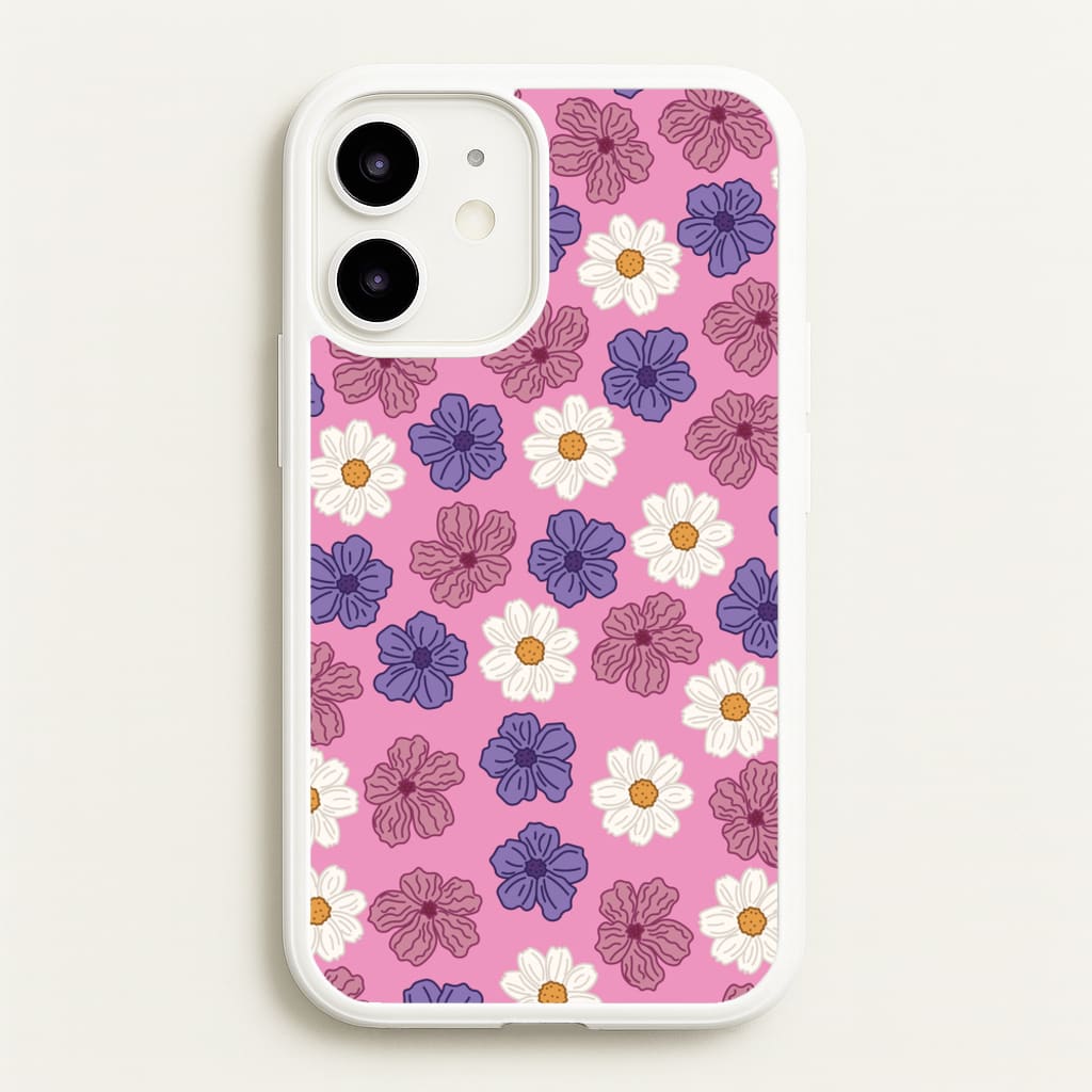 Pink, Purple And White Flowers - Floral Patterns - Floral Patterns Phone Case for iPhone 12 Mini