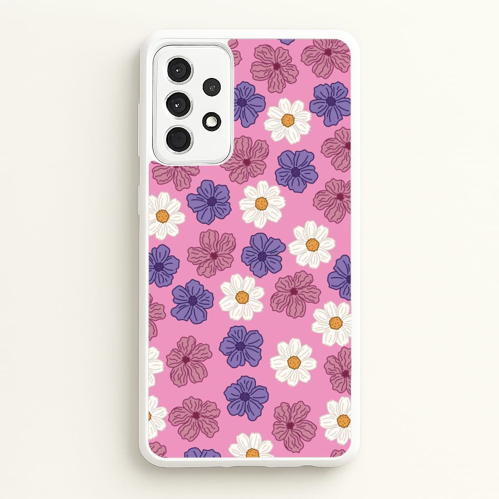 Pink, Purple And White Flowers - Floral Patterns - Floral Patterns Phone Case for Galaxy A52 / A52s