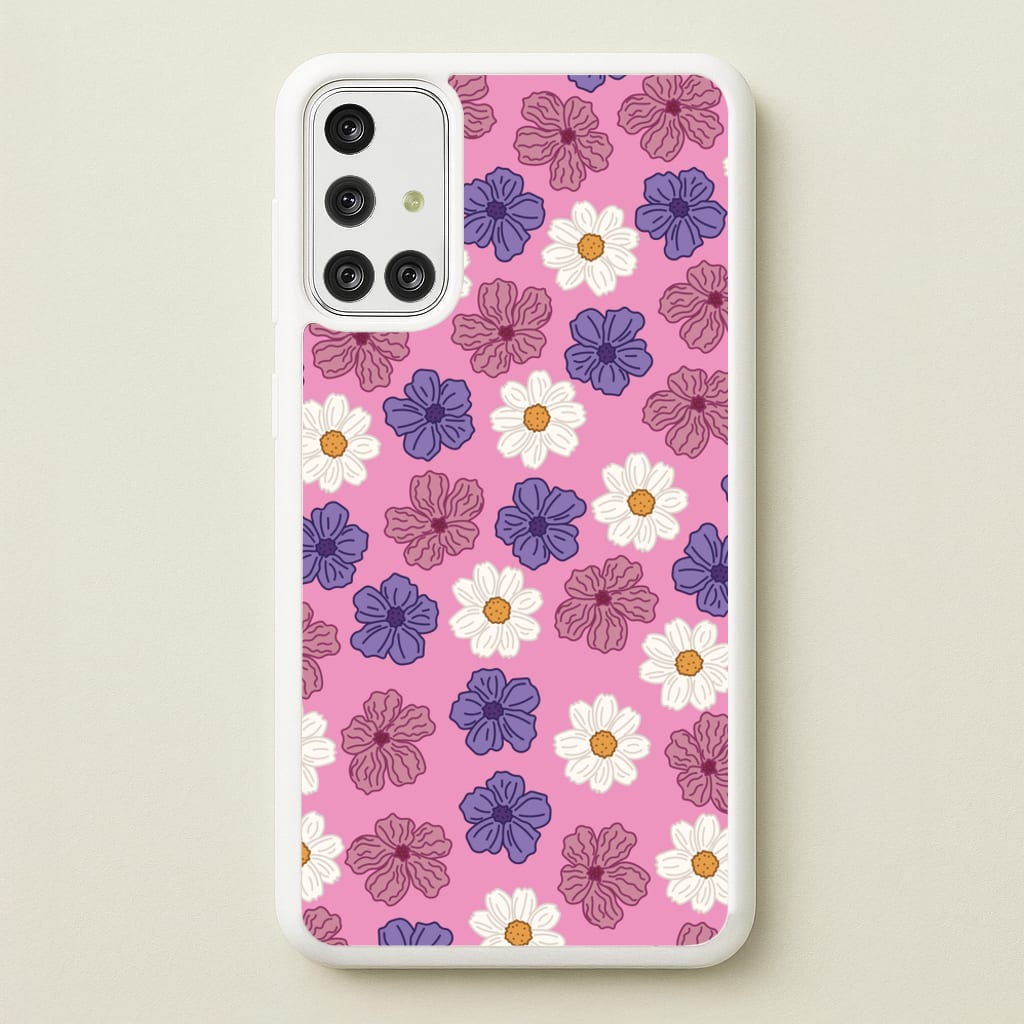 Pink, Purple And White Flowers - Floral Patterns - Floral Patterns Phone Case for Galaxy A71