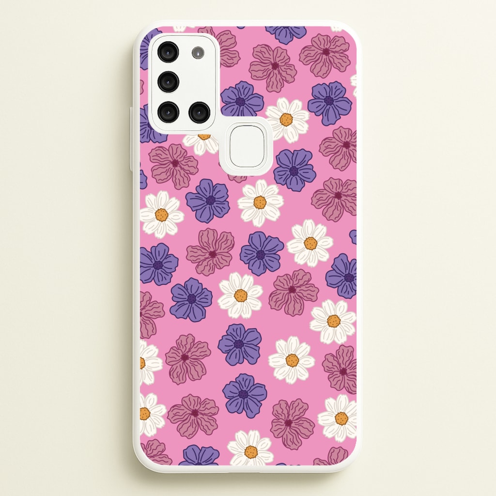 Pink, Purple And White Flowers - Floral Patterns - Floral Patterns Phone Case for Galaxy A21s
