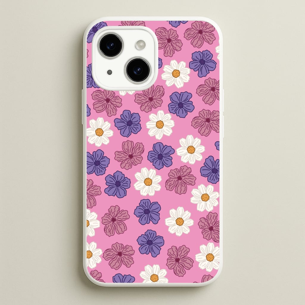 Pink, Purple And White Flowers - Floral Patterns - Floral Patterns Phone Case for iPhone 14