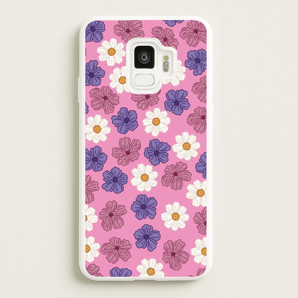 Pink, Purple And White Flowers - Floral Patterns - Floral Patterns Phone Case for Galaxy S9