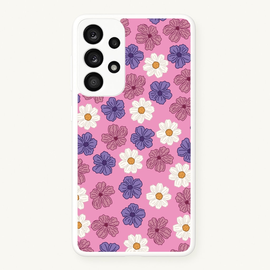 Pink, Purple And White Flowers - Floral Patterns - Floral Patterns Phone Case for Galaxy A53