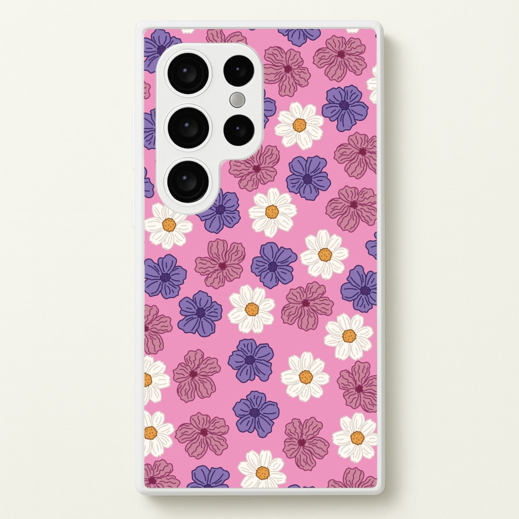 Pink, Purple And White Flowers - Floral Patterns - Floral Patterns Phone Case for Galaxy S24 Ultra