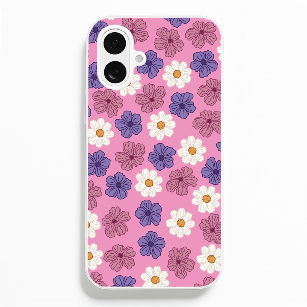 Pink, Purple And White Flowers - Floral Patterns - Floral Patterns Phone Case for iPhone 16 Plus