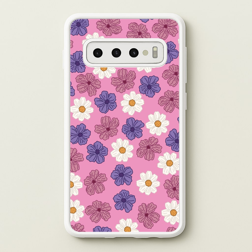 Pink, Purple And White Flowers - Floral Patterns - Floral Patterns Phone Case for Galaxy S10 Plus