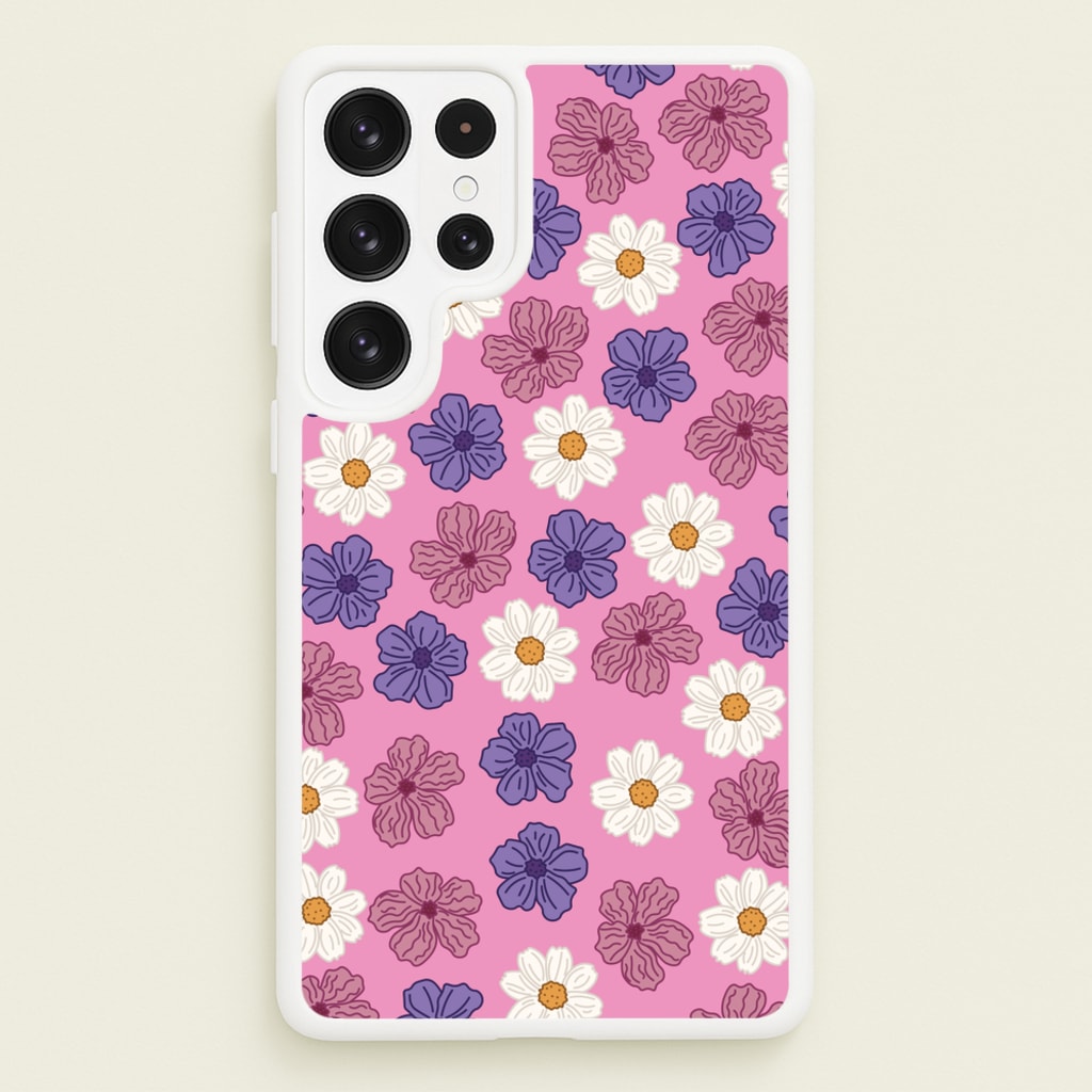 Pink, Purple And White Flowers - Floral Patterns - Floral Patterns Phone Case for Galaxy S22 Ultra