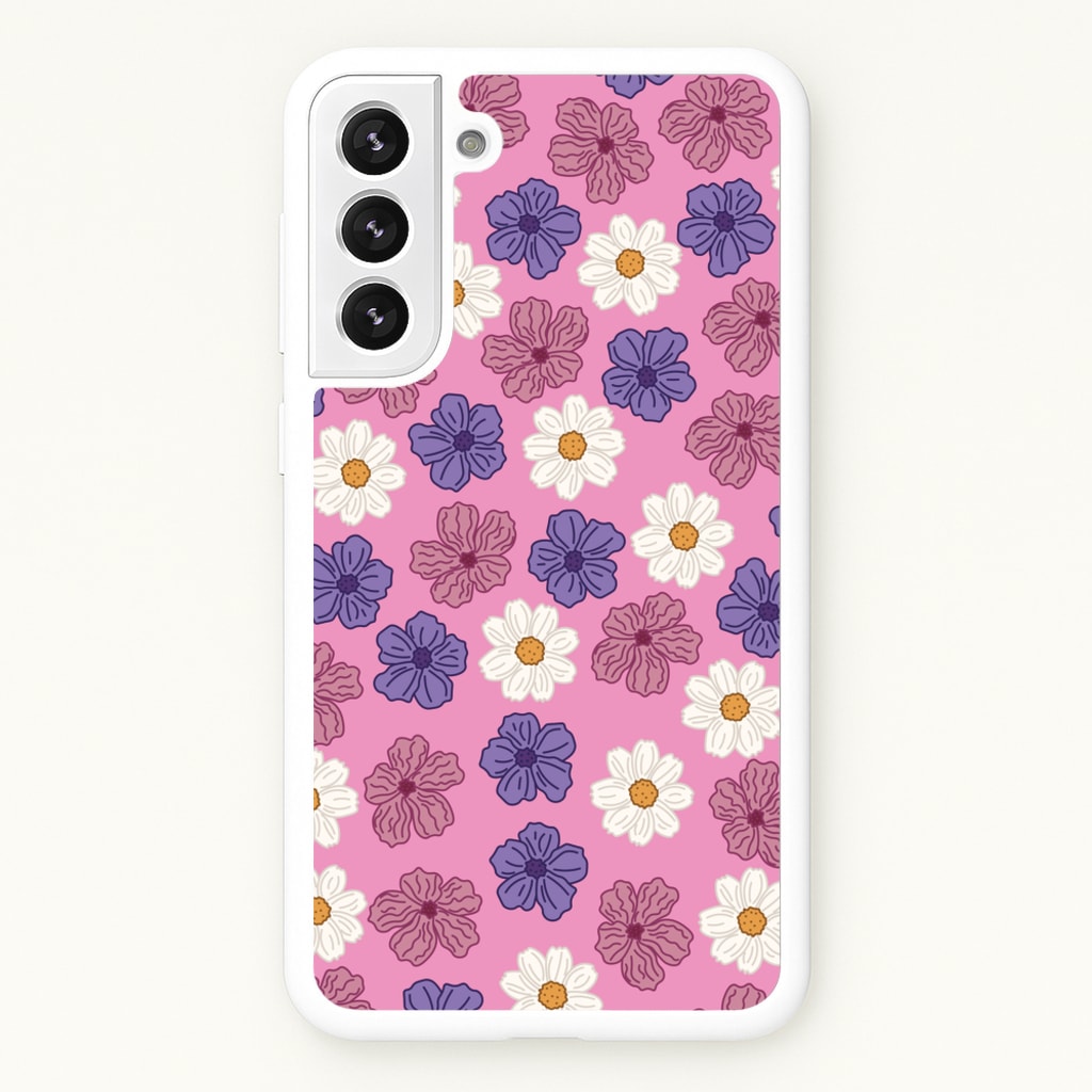 Pink, Purple And White Flowers - Floral Patterns - Floral Patterns Phone Case for Galaxy S22