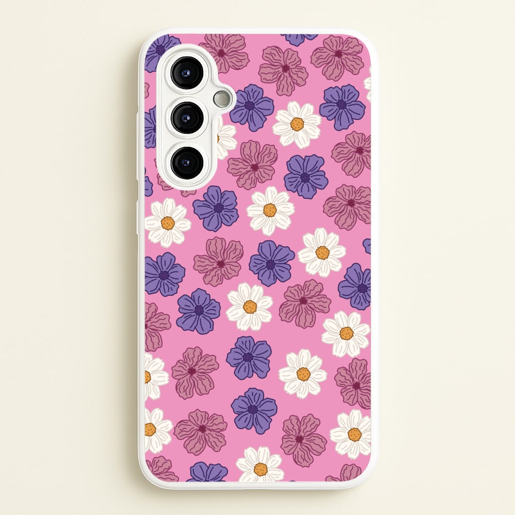 Pink, Purple And White Flowers - Floral Patterns - Floral Patterns Phone Case for Galaxy A54