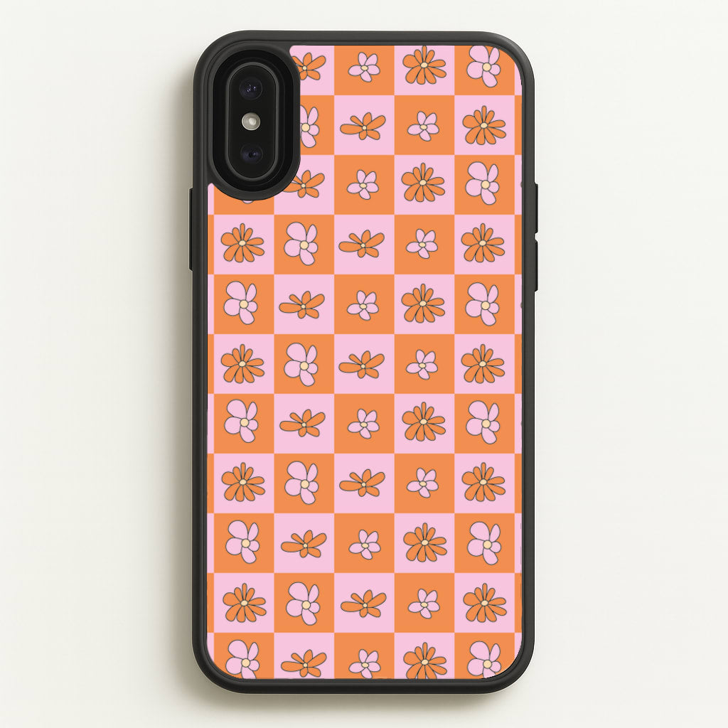 Orange And Pink Checked - Floral Patterns - Floral Patterns Phone Case for iPhone XS Max