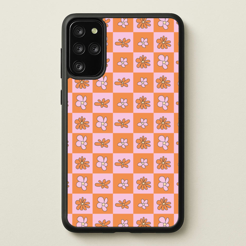 Orange And Pink Checked - Floral Patterns - Floral Patterns Phone Case for Galaxy S20 Plus