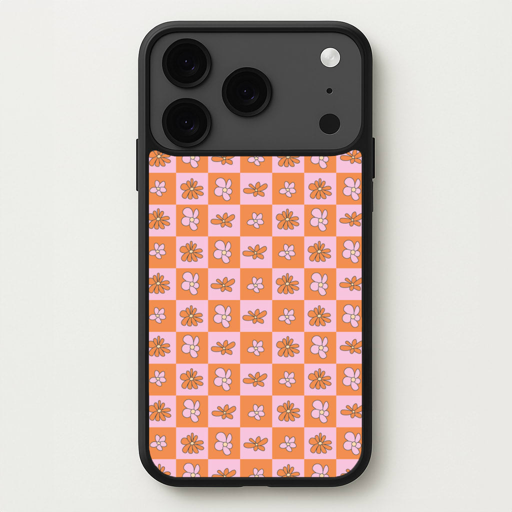 Orange And Pink Checked - Floral Patterns Phone Case for iPhone 17 Pro