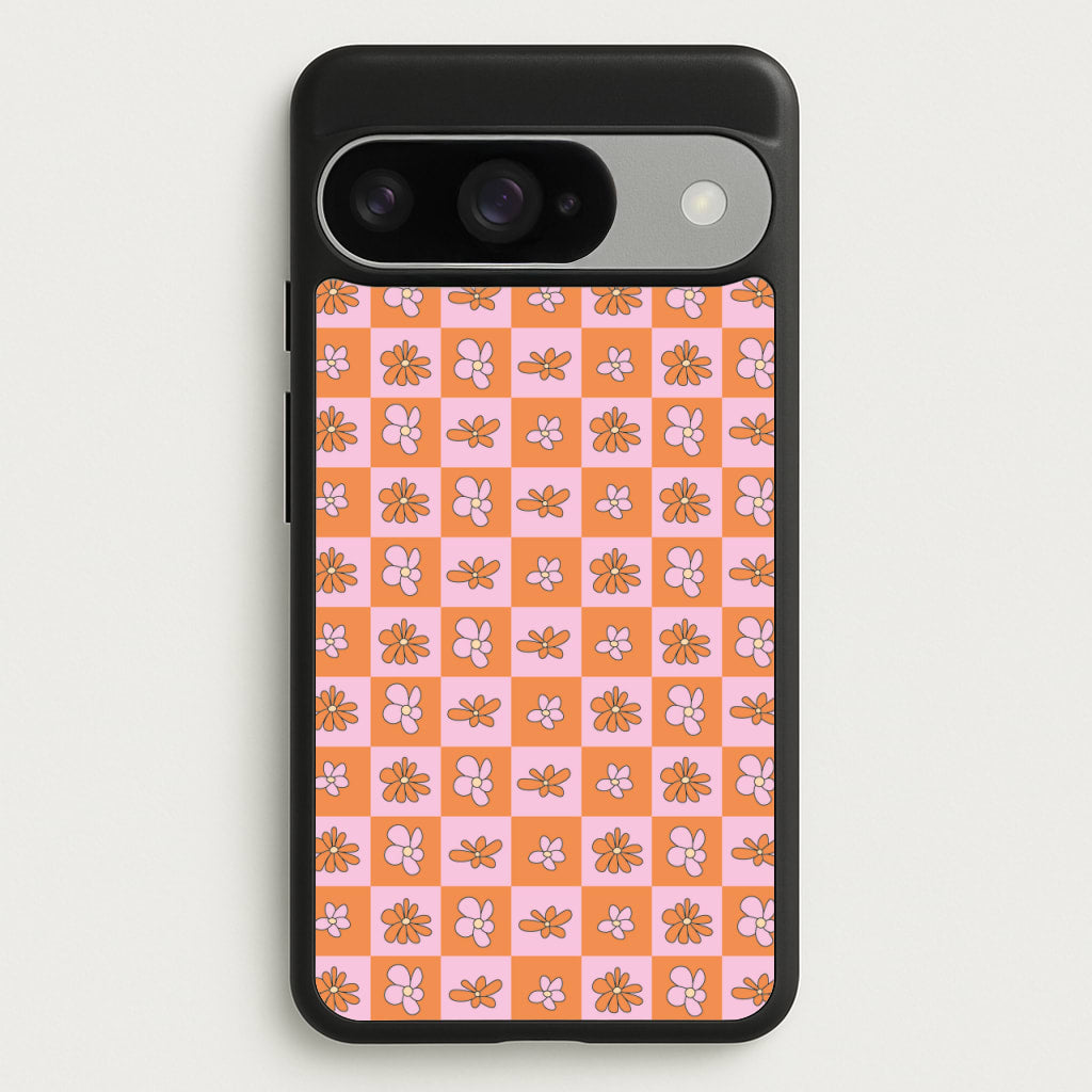 Orange And Pink Checked - Floral Patterns Phone Case for Google Pixel 10 / 10 Pro