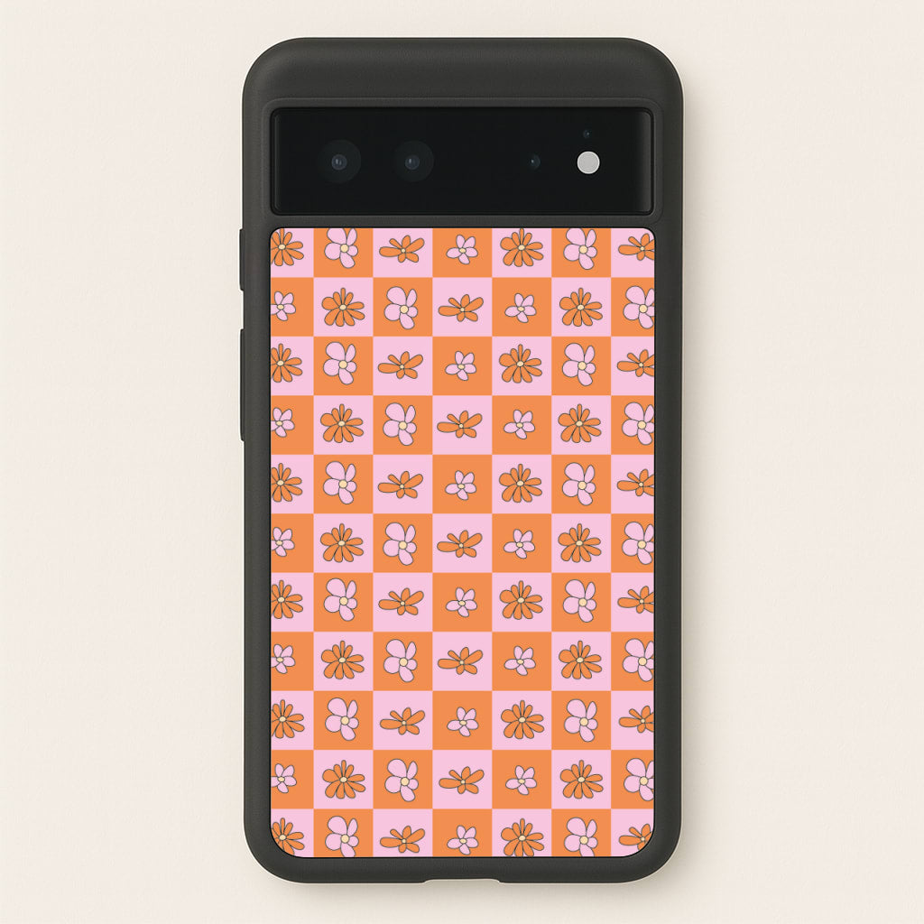 Orange And Pink Checked - Floral Patterns - Floral Patterns Phone Case for Google Pixel 6