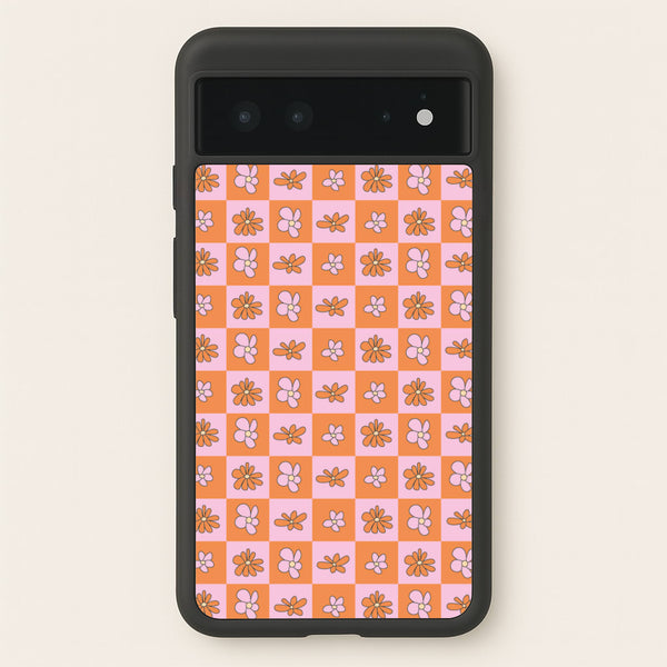 Orange And Pink Checked - Floral Patterns - Floral Patterns Phone Case for Google Pixel 6